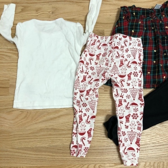 18 Month Christmas Bundle Pajamas Outfit Old Navy Plaid White Red Green Girls - Picture 7 of 11